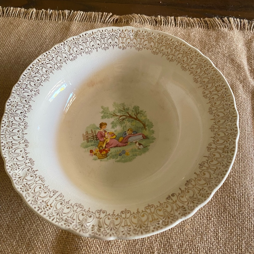 Antique vintage decorative Mother with Child Baby berry bowl Dish